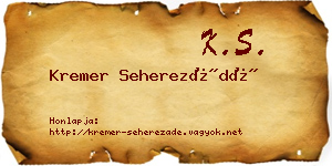 Kremer Seherezádé névjegykártya